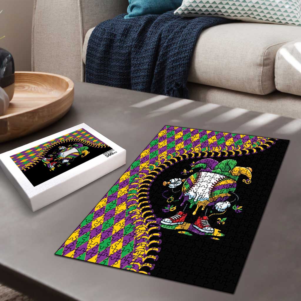 Dripping Baseball Mardi Gras Puzzle Throw me Something Mister!