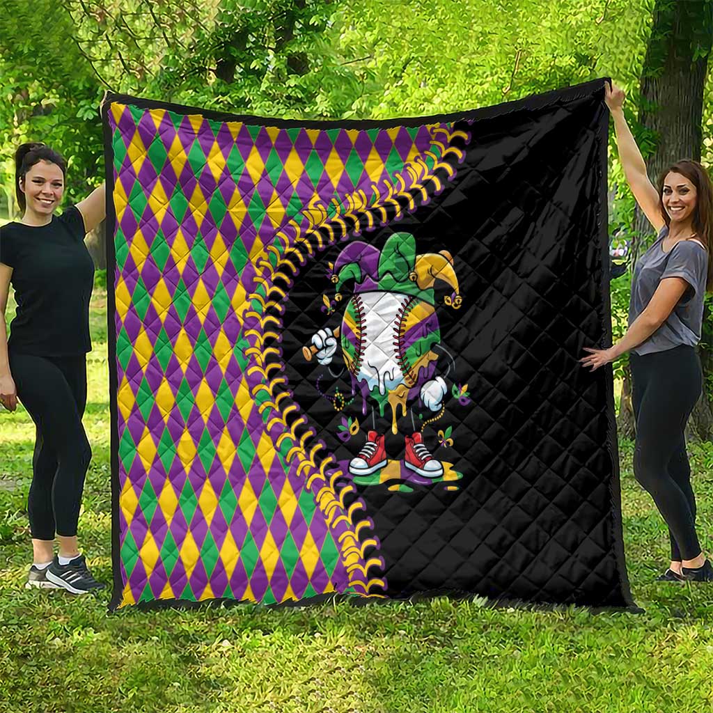 Dripping Baseball Mardi Gras Quilt Throw me Something Mister!