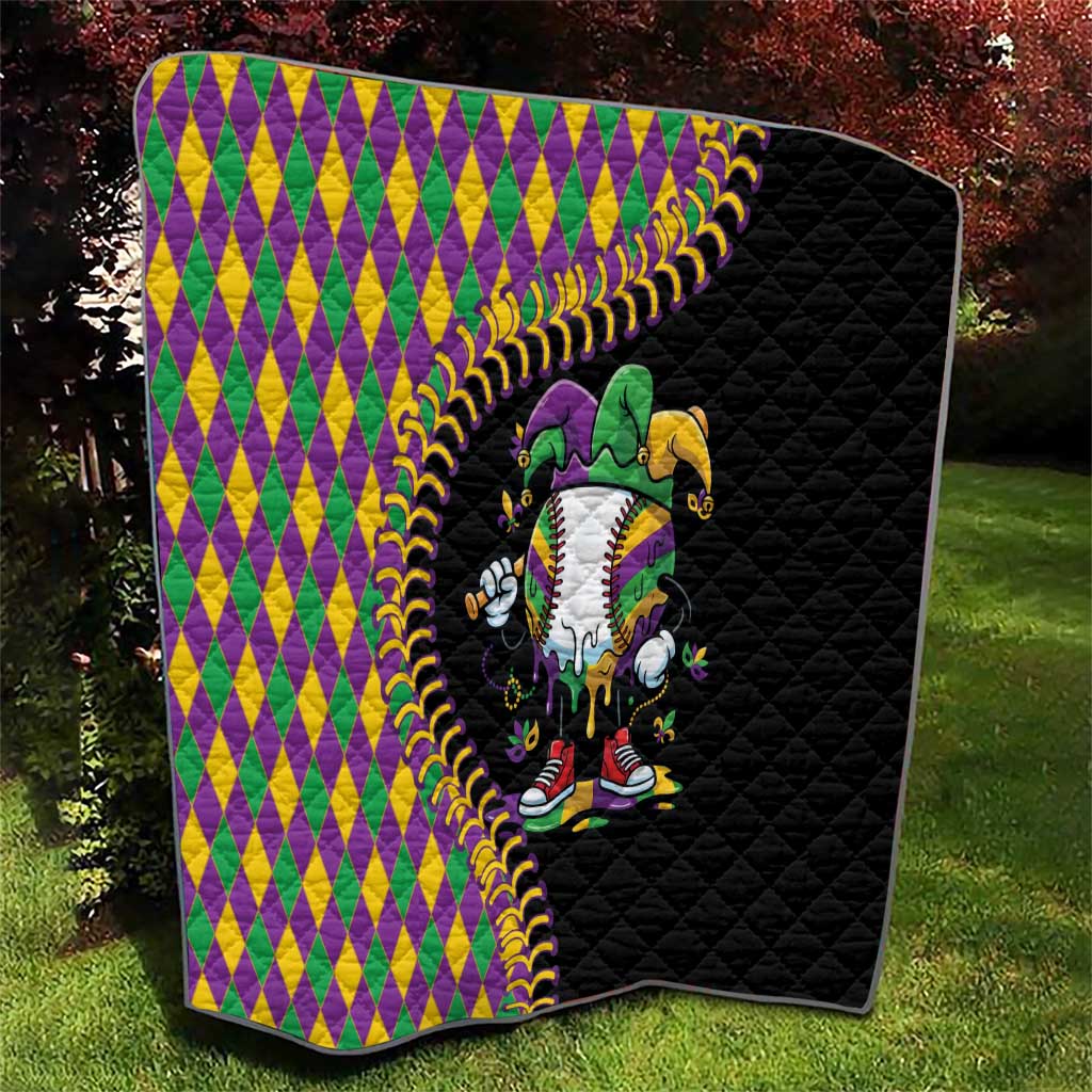 Dripping Baseball Mardi Gras Quilt Throw me Something Mister!