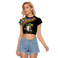 Dripping Baseball Mardi Gras Raglan Cropped T Shirt Throw me Something Mister!