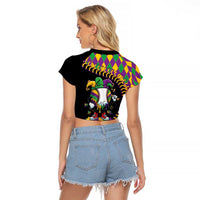 Dripping Baseball Mardi Gras Raglan Cropped T Shirt Throw me Something Mister!