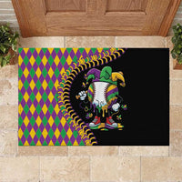 Dripping Baseball Mardi Gras Rubber Doormat Throw me Something Mister!