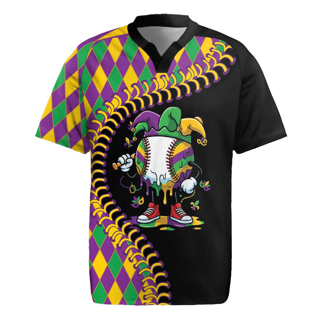 Dripping Baseball Mardi Gras Rugby Jersey Throw me Something Mister!