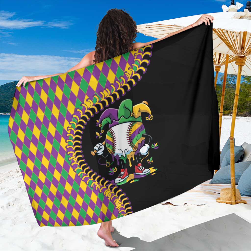 Dripping Baseball Mardi Gras Sarong Throw me Something Mister!