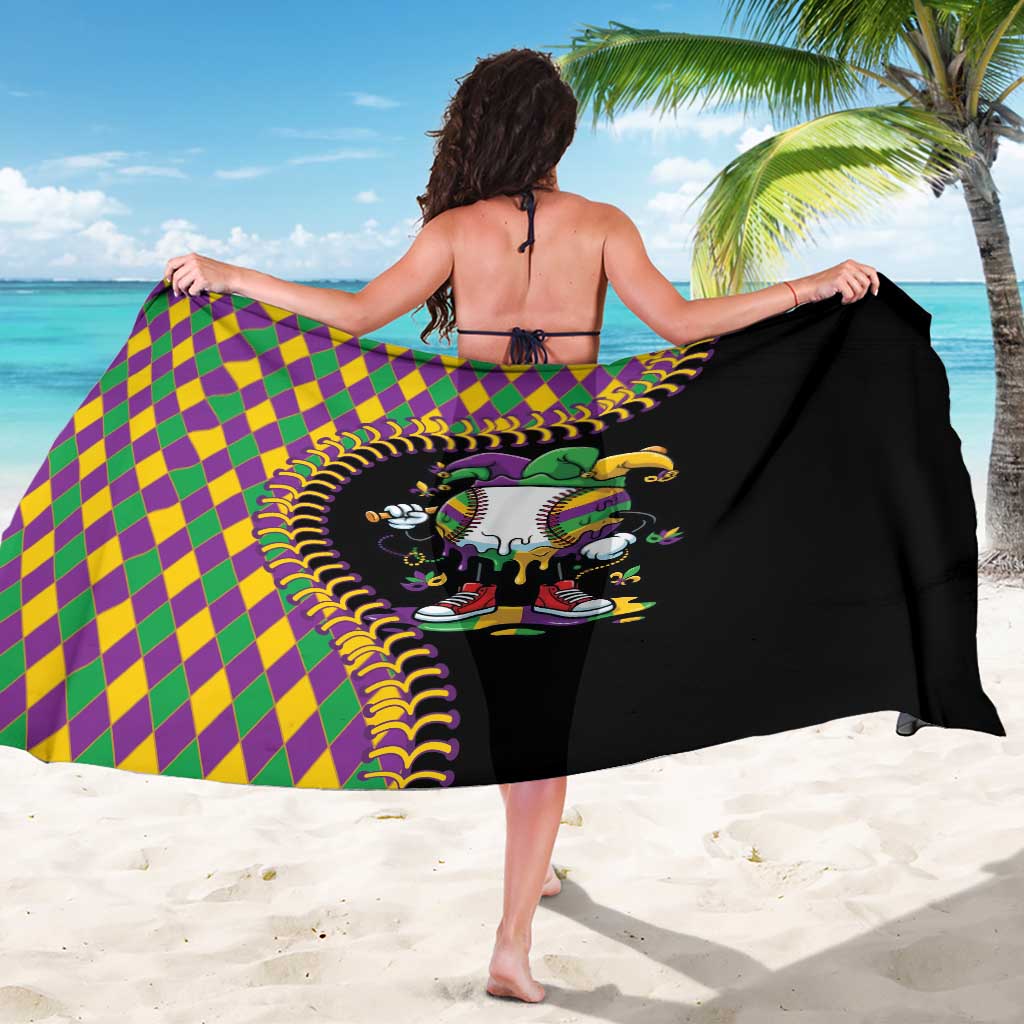 Dripping Baseball Mardi Gras Sarong Throw me Something Mister!