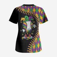 Dripping Baseball Mardi Gras Scrub Top Throw me Something Mister!