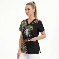 Dripping Baseball Mardi Gras Scrub Top Throw me Something Mister!