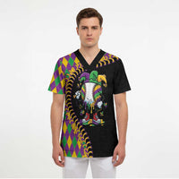 Dripping Baseball Mardi Gras Scrub Top Throw me Something Mister!