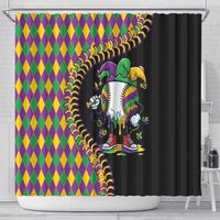 Dripping Baseball Mardi Gras Shower Curtain Throw me Something Mister!