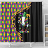 Dripping Baseball Mardi Gras Shower Curtain Throw me Something Mister!