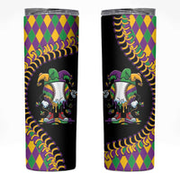 Dripping Baseball Mardi Gras Skinny Tumbler Throw me Something Mister!