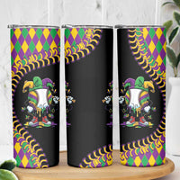 Dripping Baseball Mardi Gras Skinny Tumbler Throw me Something Mister!