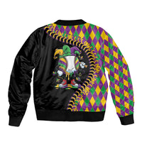 Dripping Baseball Mardi Gras Sleeve Zip Bomber Jacket Throw me Something Mister!