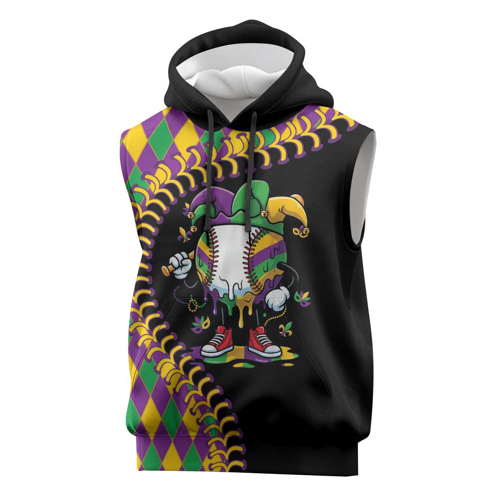 Dripping Baseball Mardi Gras Sleeveless Hoodie Throw me Something Mister!
