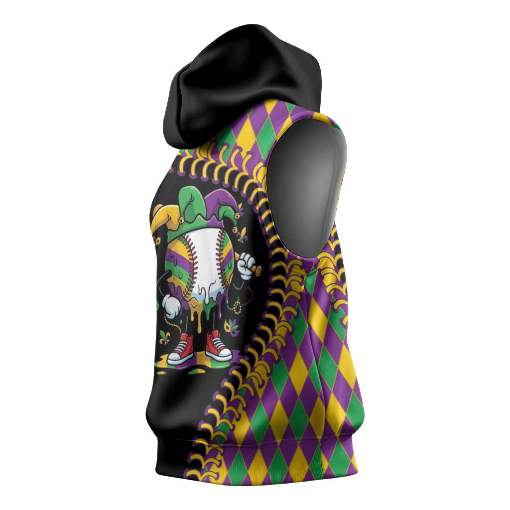 Dripping Baseball Mardi Gras Sleeveless Hoodie Throw me Something Mister!