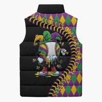 Dripping Baseball Mardi Gras Sleeveless Puffer Jacket Throw me Something Mister!