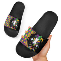 Dripping Baseball Mardi Gras Slide Sandals Throw me Something Mister!