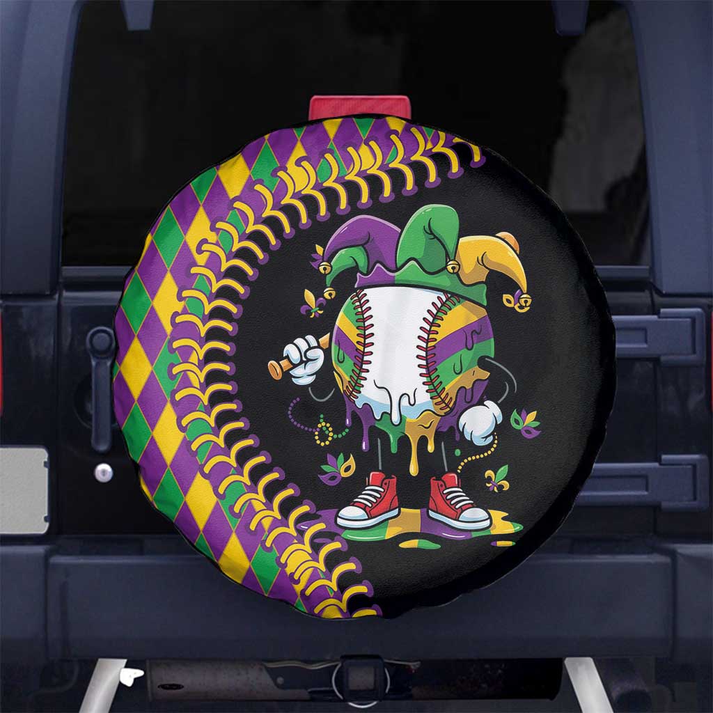 Dripping Baseball Mardi Gras Spare Tire Cover Throw me Something Mister!