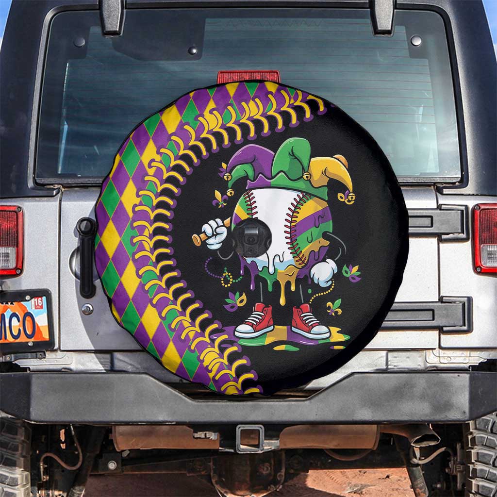 Dripping Baseball Mardi Gras Spare Tire Cover Throw me Something Mister!