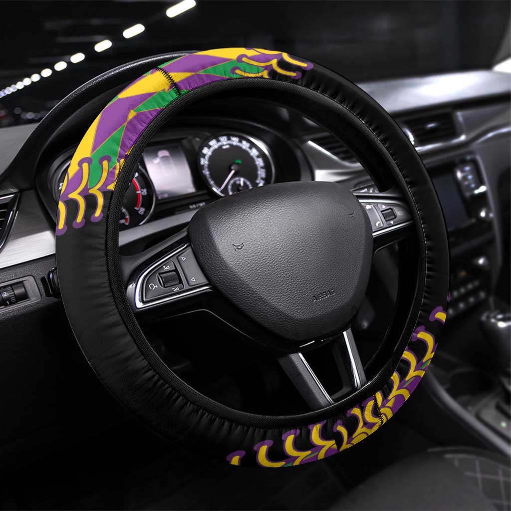 Dripping Baseball Mardi Gras Steering Wheel Cover Throw me Something Mister!