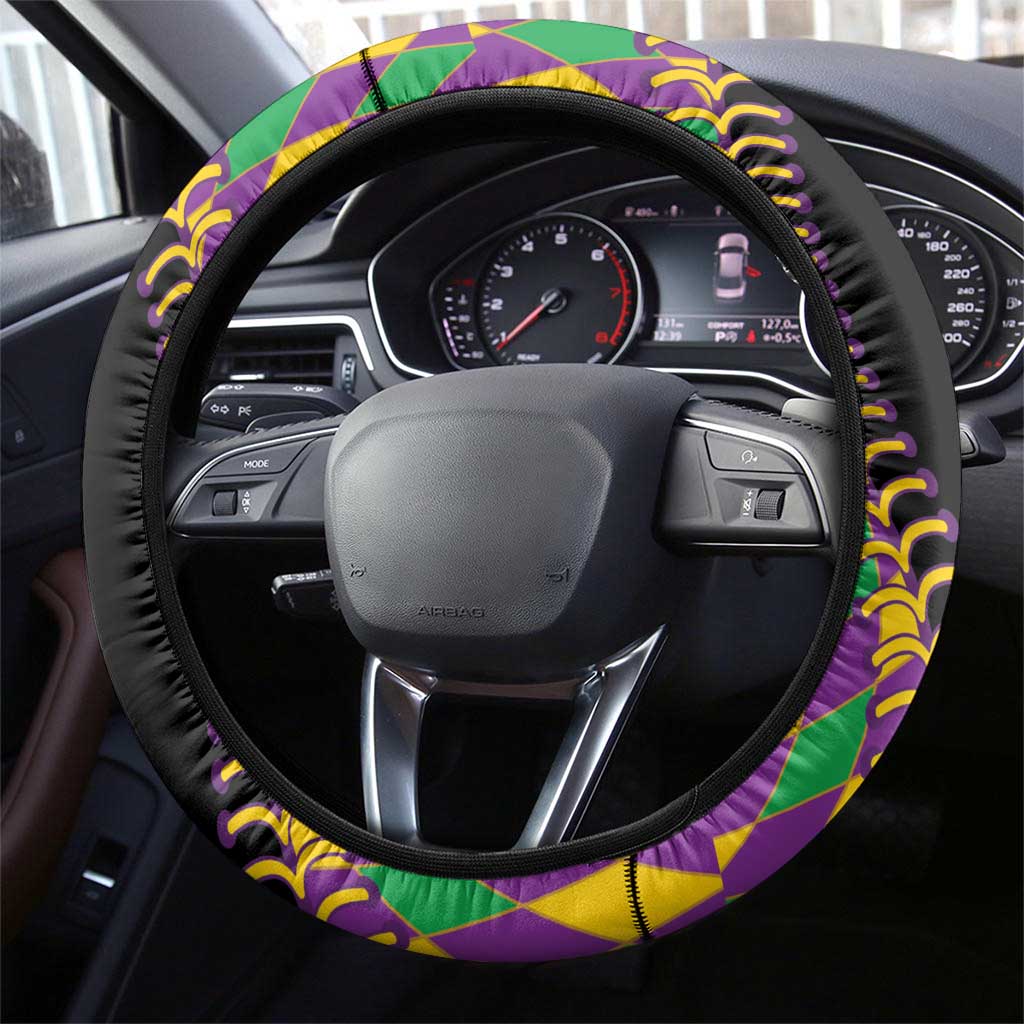 Dripping Baseball Mardi Gras Steering Wheel Cover Throw me Something Mister!