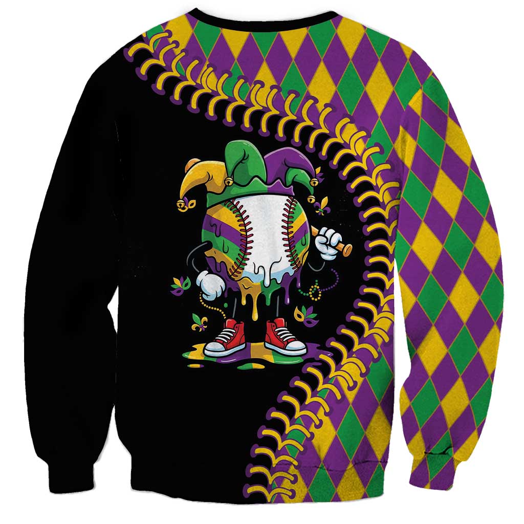 Dripping Baseball Mardi Gras Sweatshirt Throw me Something Mister!