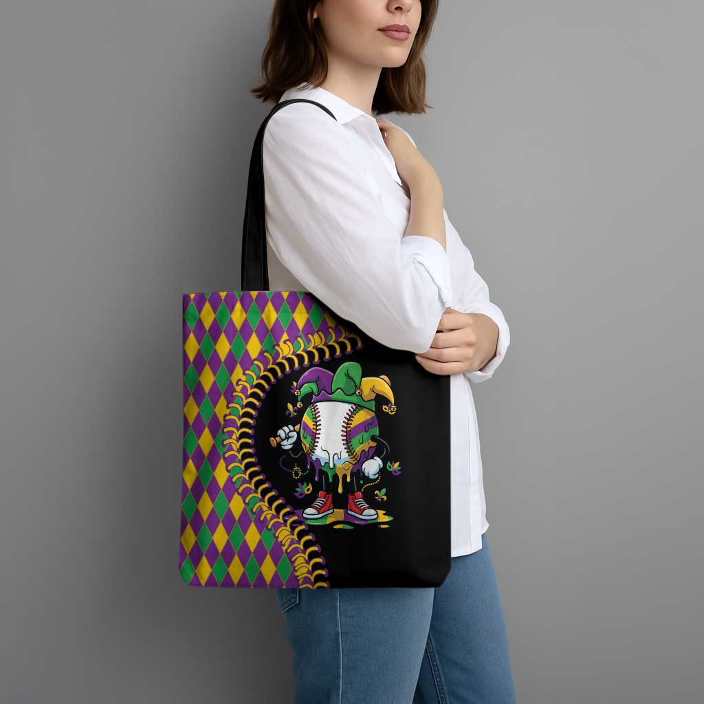 Dripping Baseball Mardi Gras Tote Bag Throw me Something Mister!