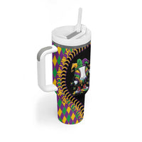 Dripping Baseball Mardi Gras Tumbler With Handle Throw me Something Mister!