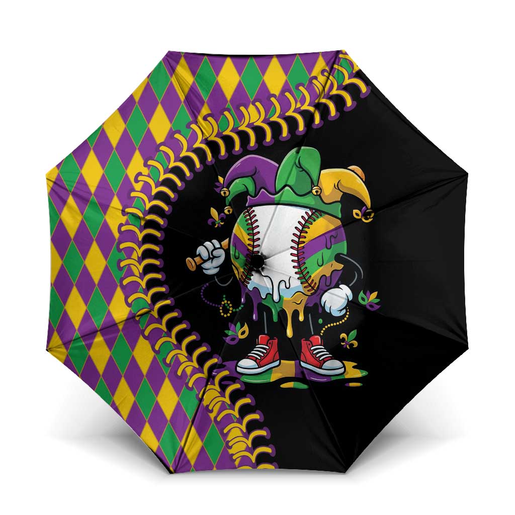 Dripping Baseball Mardi Gras Umbrella Throw me Something Mister!