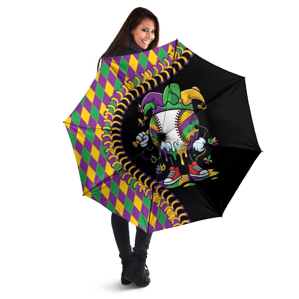 Dripping Baseball Mardi Gras Umbrella Throw me Something Mister!