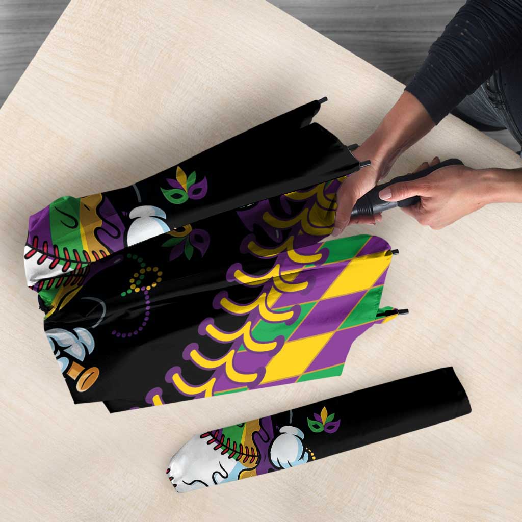 Dripping Baseball Mardi Gras Umbrella Throw me Something Mister!
