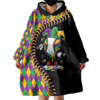 Dripping Baseball Mardi Gras Wearable Blanket Hoodie Throw me Something Mister!