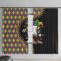 Dripping Baseball Mardi Gras Window Curtain Throw me Something Mister!