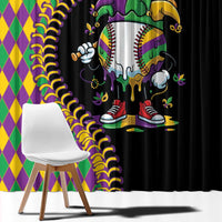 Dripping Baseball Mardi Gras Window Curtain Throw me Something Mister!