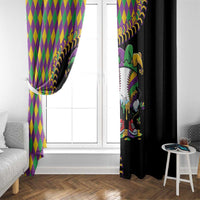Dripping Baseball Mardi Gras Window Curtain Throw me Something Mister!