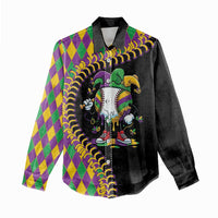 Dripping Baseball Mardi Gras Women Casual Shirt Throw me Something Mister!