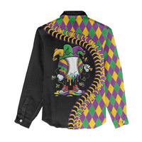 Dripping Baseball Mardi Gras Women Casual Shirt Throw me Something Mister!