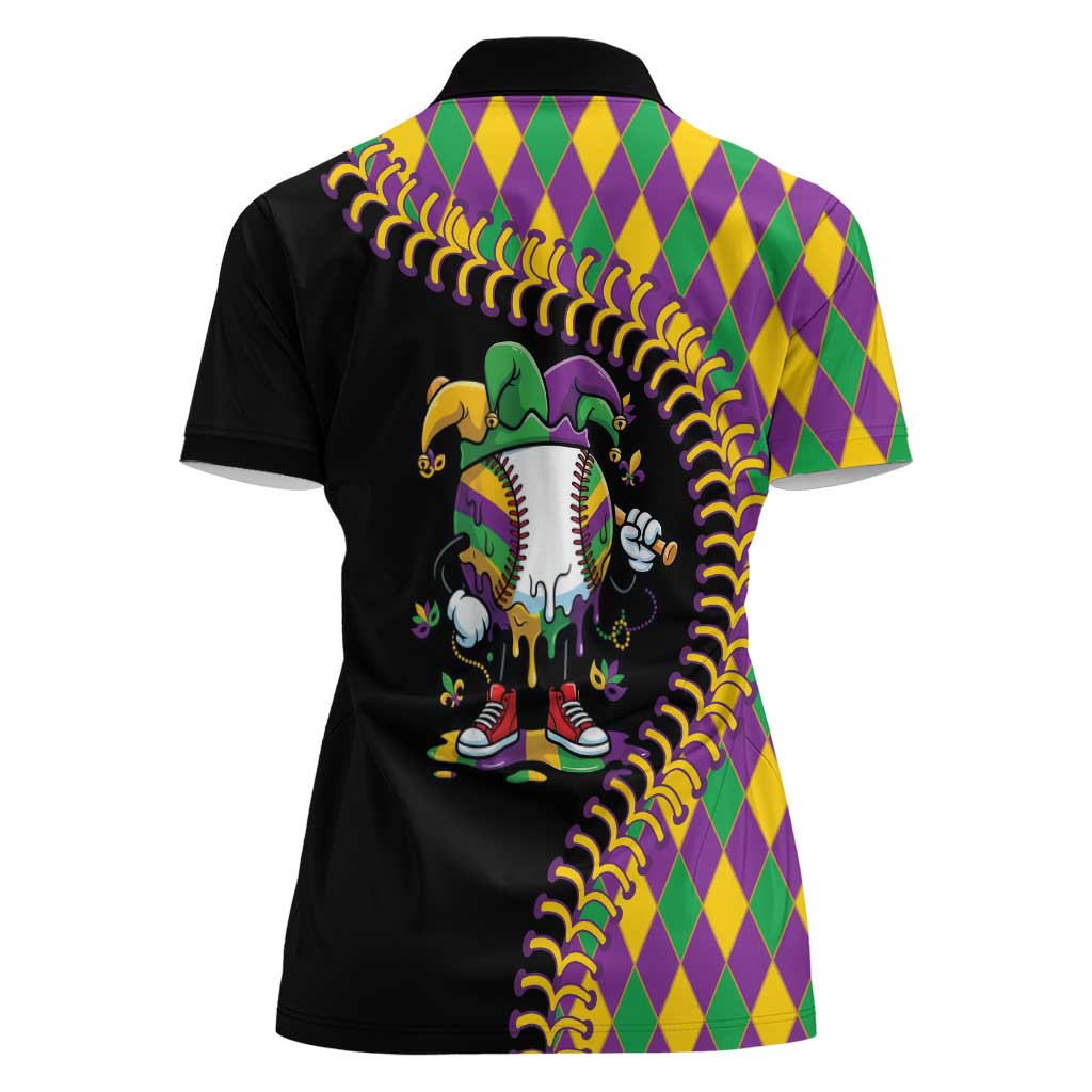 Dripping Baseball Mardi Gras Women Polo Shirt Throw me Something Mister!