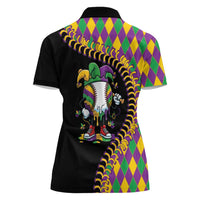Dripping Baseball Mardi Gras Women Polo Shirt Throw me Something Mister!