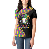Dripping Baseball Mardi Gras Women Polo Shirt Throw me Something Mister!