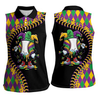 Dripping Baseball Mardi Gras Women Sleeveless Polo Shirt Throw me Something Mister!