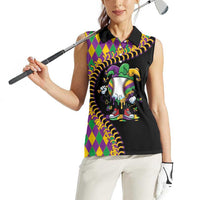 Dripping Baseball Mardi Gras Women Sleeveless Polo Shirt Throw me Something Mister!