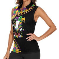 Dripping Baseball Mardi Gras Women Sleeveless Polo Shirt Throw me Something Mister!