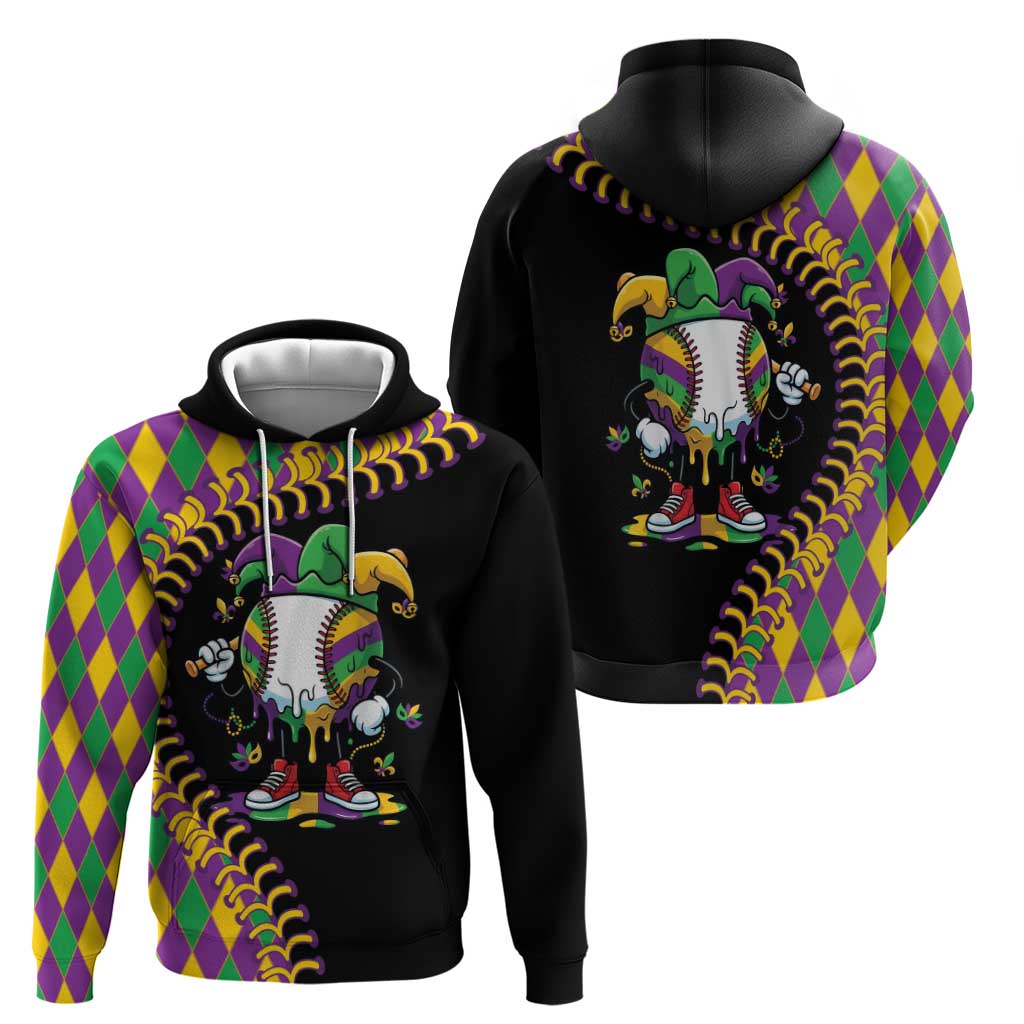 Dripping Baseball Mardi Gras Zip Hoodie Throw me Something Mister!