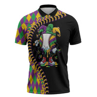Dripping Baseball Mardi Gras Zipper Polo Shirt Throw me Something Mister!