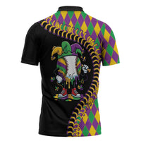 Dripping Baseball Mardi Gras Zipper Polo Shirt Throw me Something Mister!