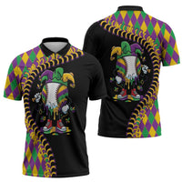 Dripping Baseball Mardi Gras Zipper Polo Shirt Throw me Something Mister!