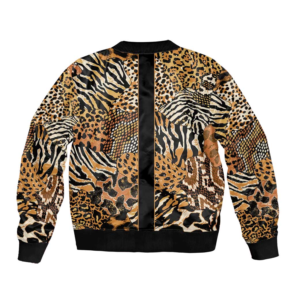 Proud Black Nurse RN Bomber Jacket African Stethoscope Animal Skins Pattern