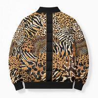 Proud Black Nurse RN Bomber Puffer Jacket African Stethoscope Animal Skins Pattern