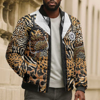 Proud Black Nurse RN Bomber Puffer Jacket African Stethoscope Animal Skins Pattern